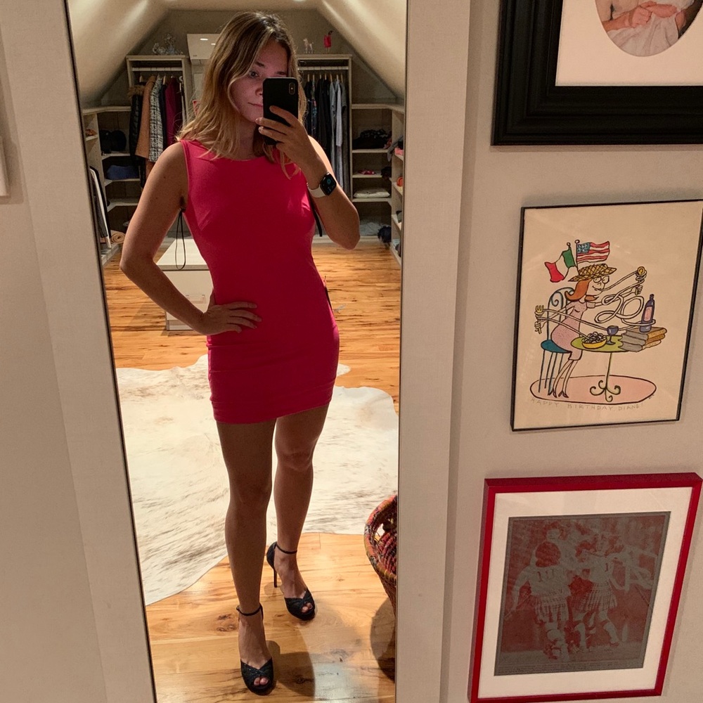Exposed Back Pink Bodycon Dress